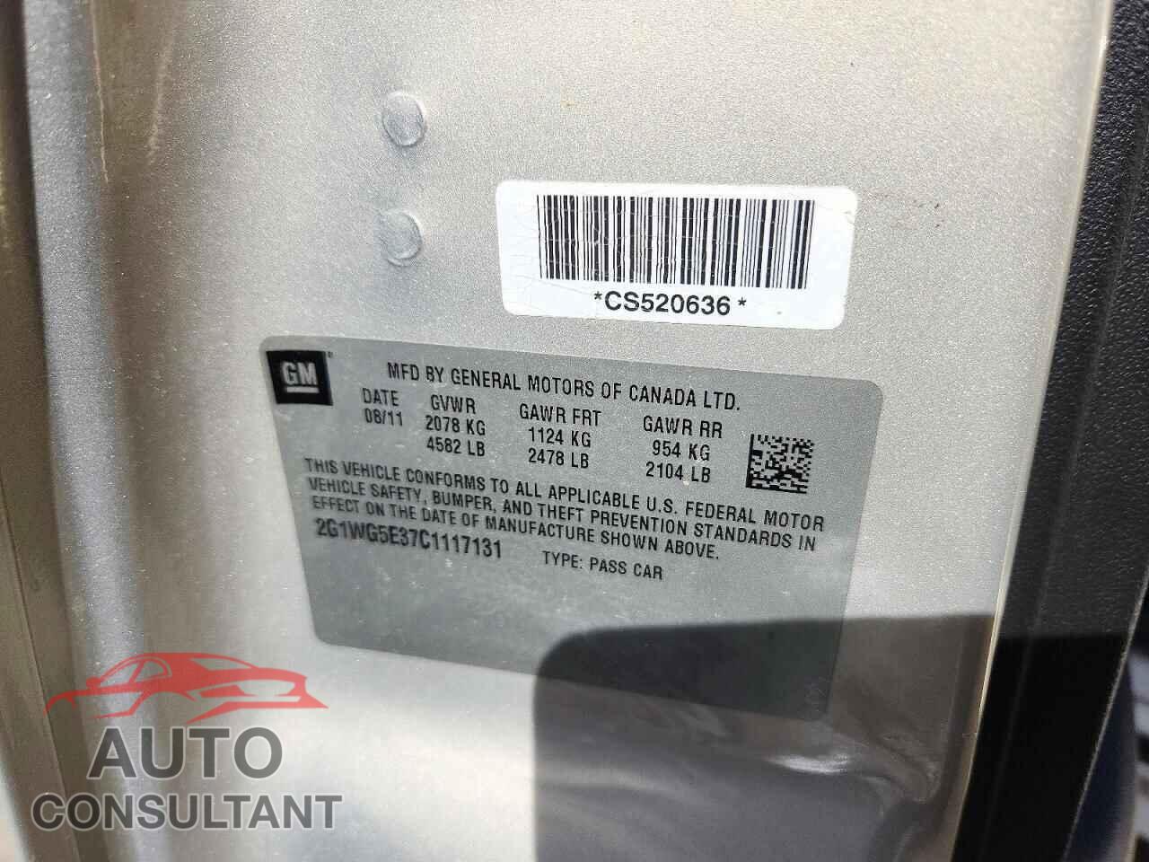 CHEVROLET IMPALA 2012 - 2G1WG5E37C1117131