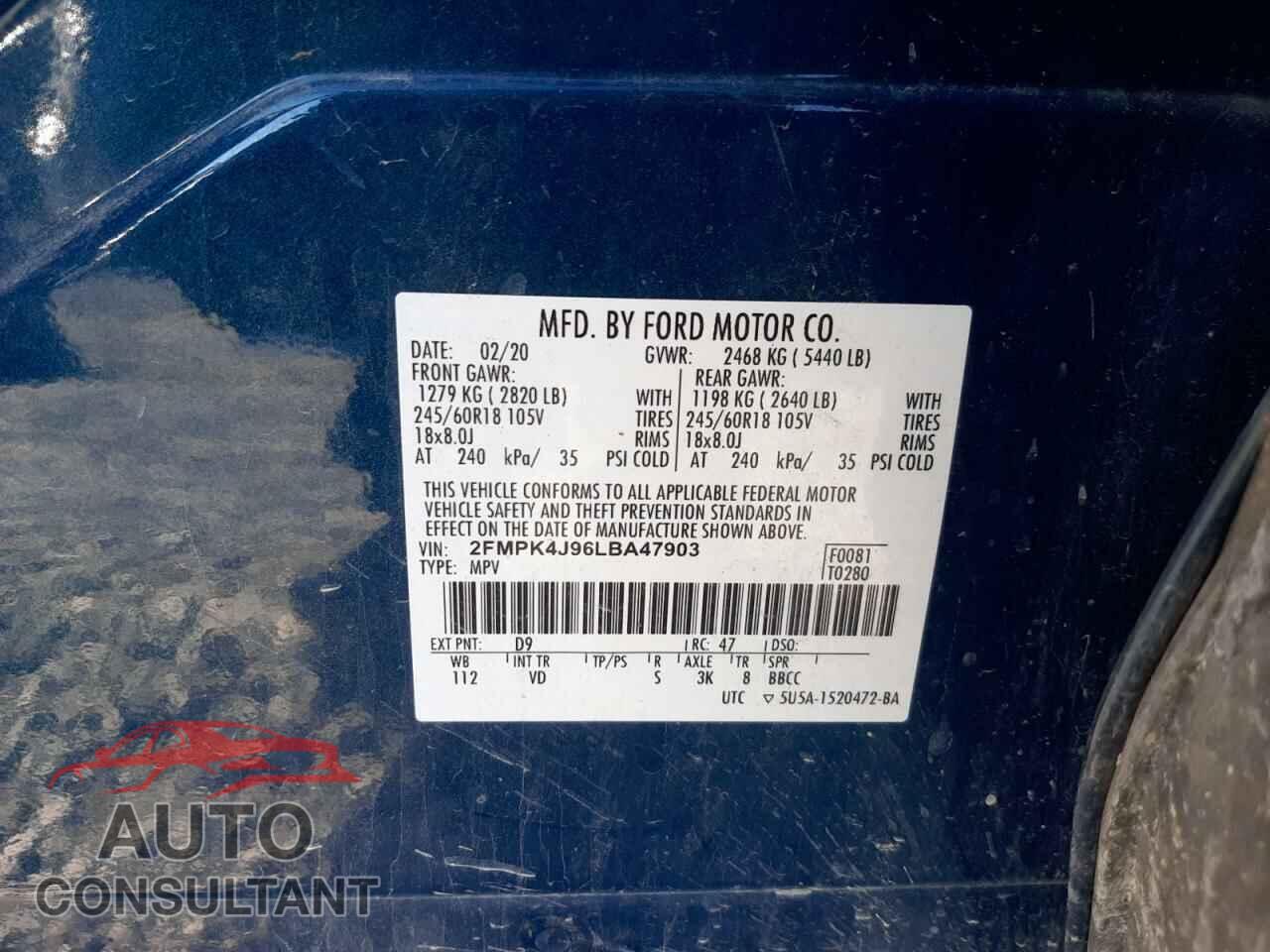 FORD EDGE 2020 - 2FMPK4J96LBA47903