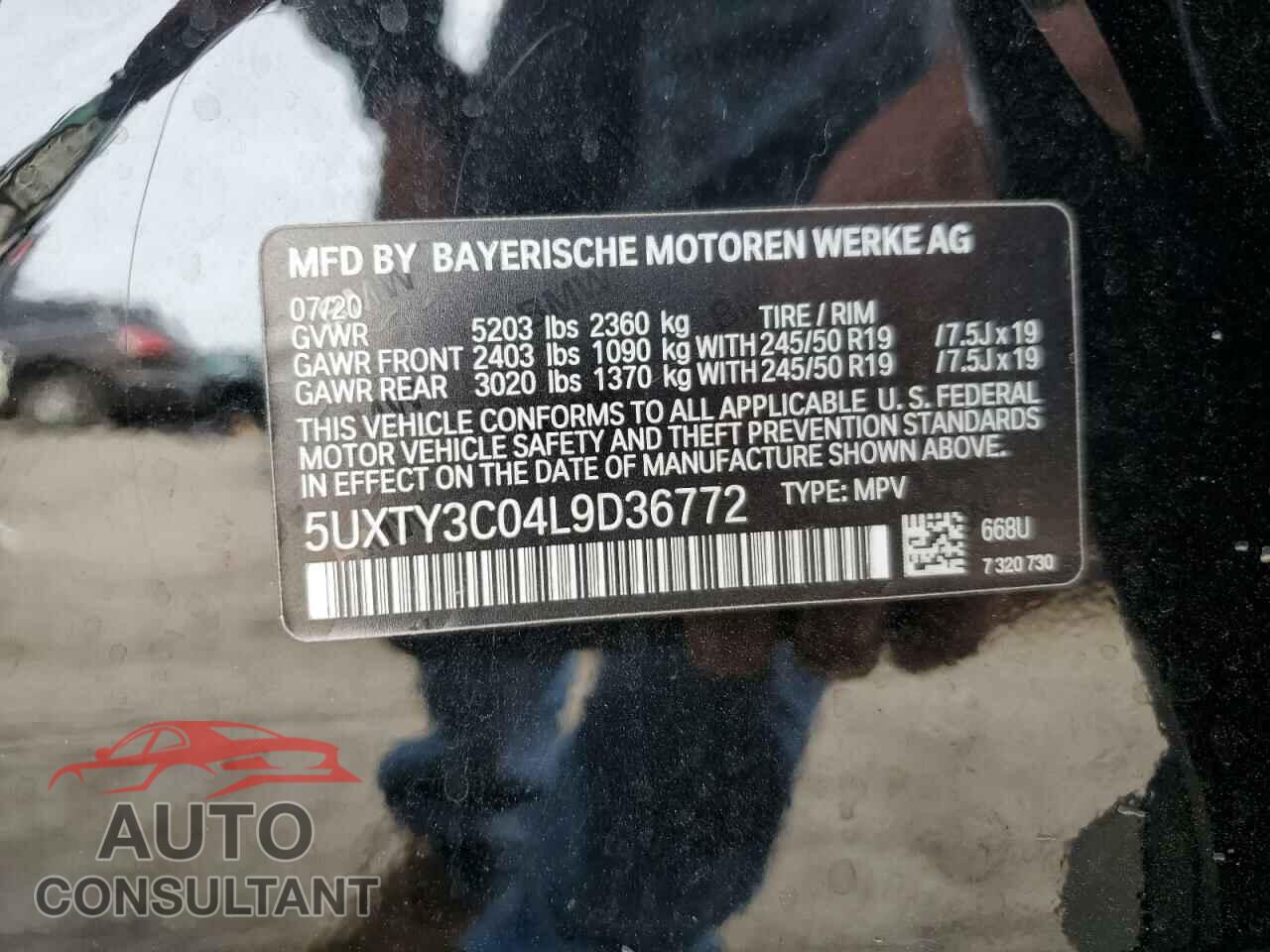 BMW X3 2020 - 5UXTY3C04L9D36772
