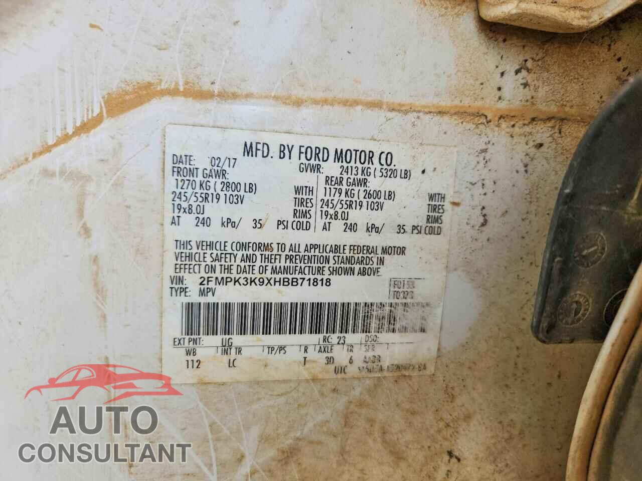 FORD EDGE 2017 - 2FMPK3K9XHBB71818