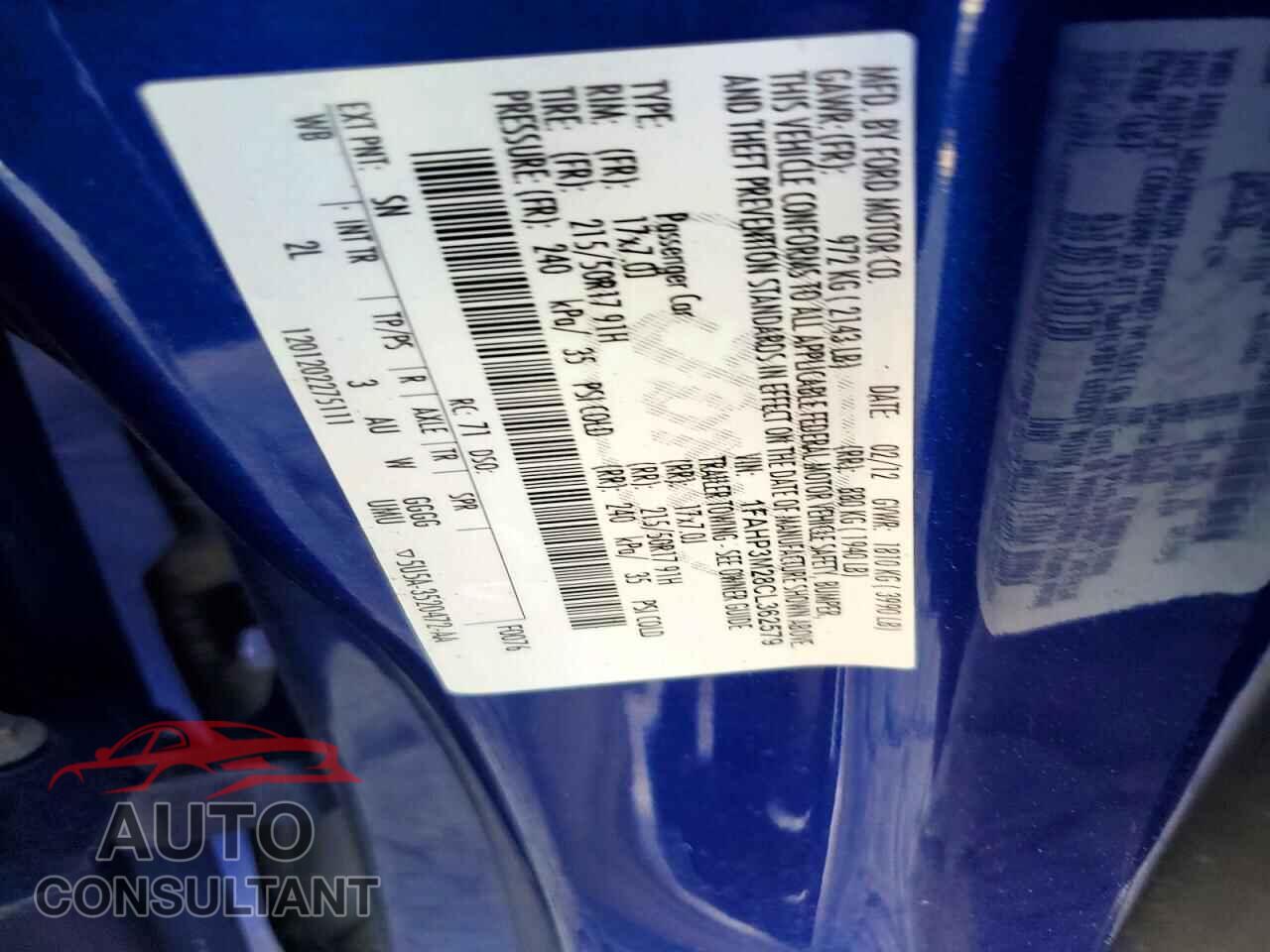 FORD FOCUS 2012 - 1FAHP3M28CL362579