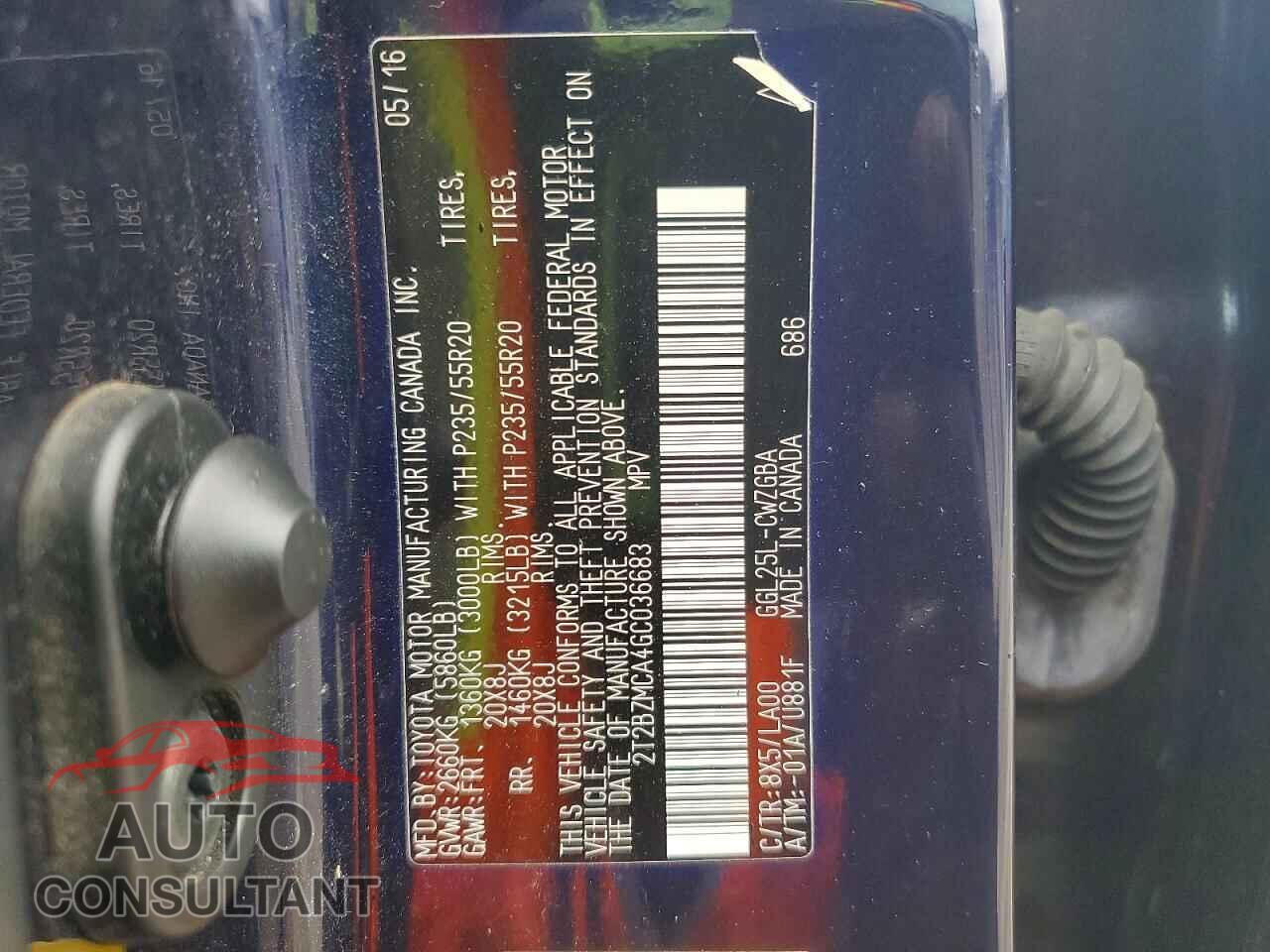 LEXUS RX350 2016 - 2T2BZMCA4GC036683