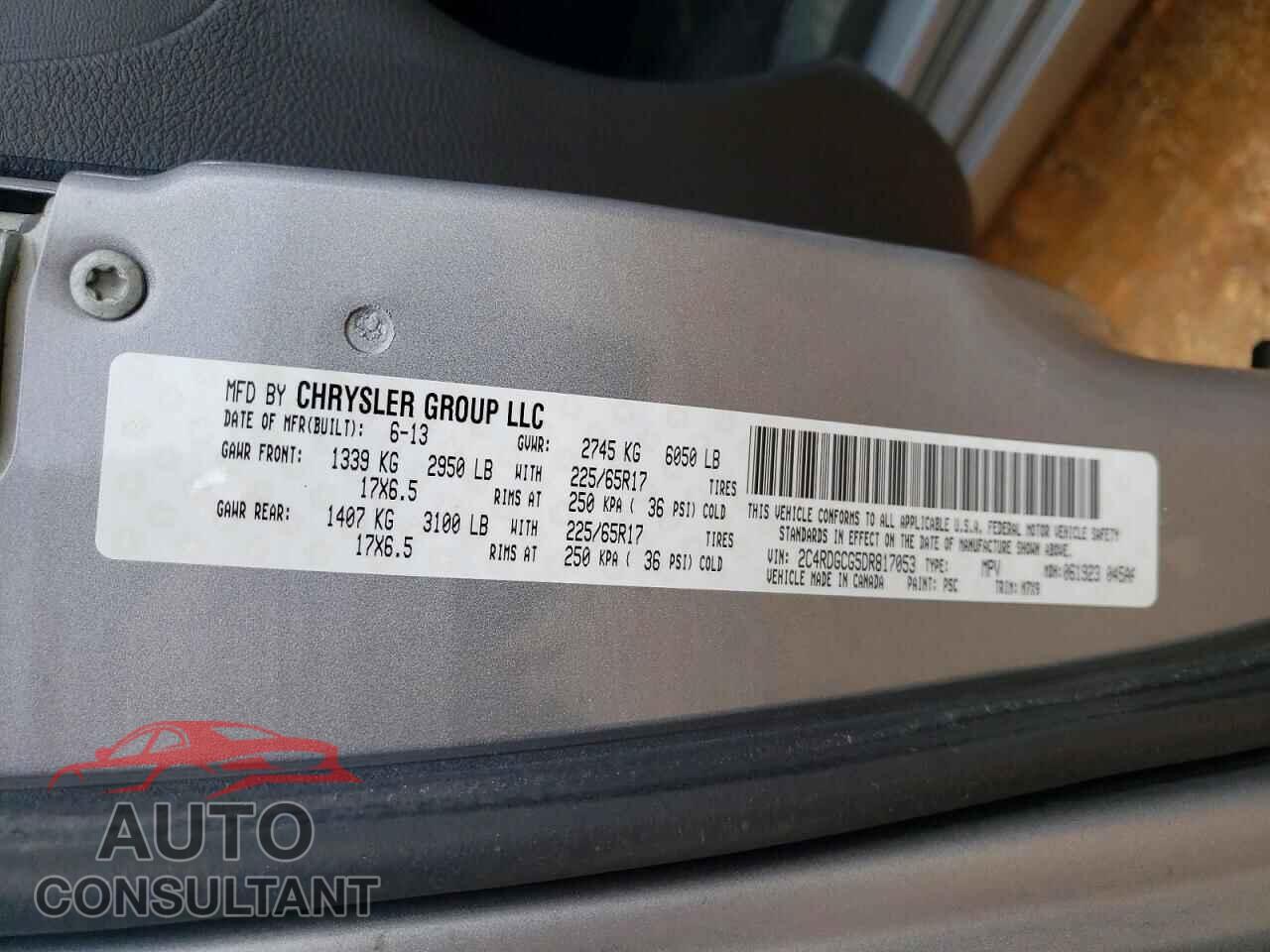 DODGE CARAVAN 2013 - 2C4RDGCG5DR817053