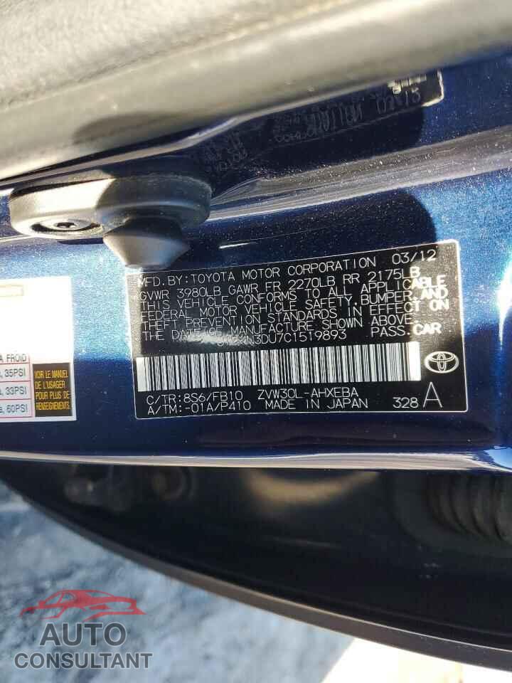 TOYOTA PRIUS 2012 - JTDKN3DU7C1519893