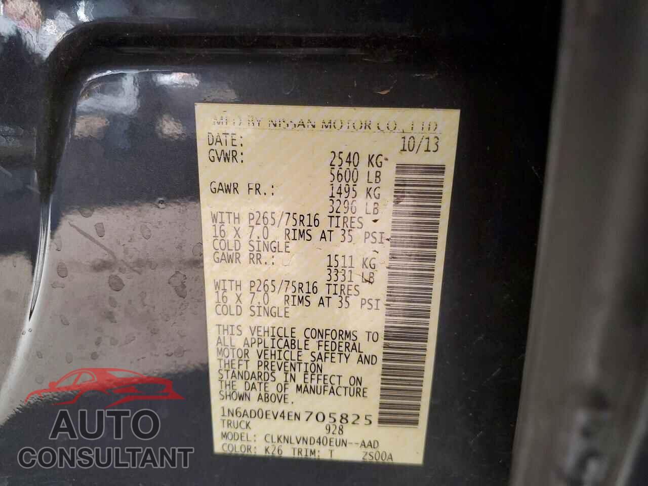 NISSAN FRONTIER 2014 - 1N6AD0EV4EN705825