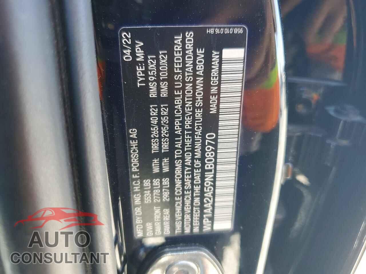 PORSCHE MACAN 2022 - WP1AA2A59NLB08970