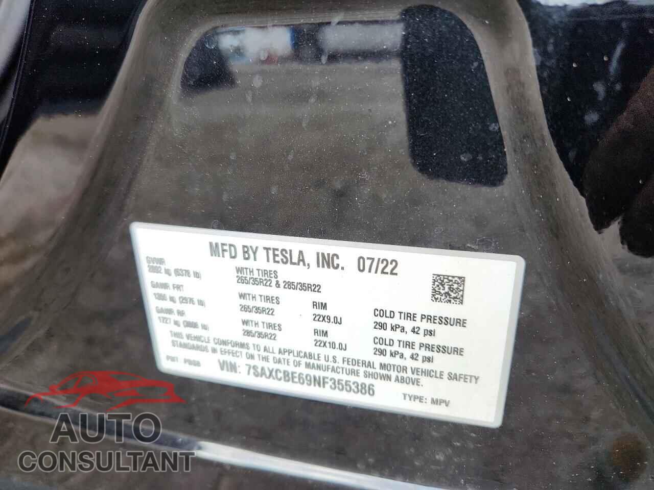 TESLA MODEL X 2022 - 7SAXCBE69NF355386