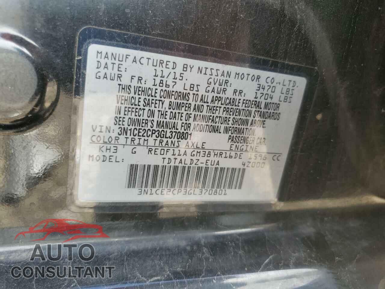 NISSAN VERSA 2016 - 3N1CE2CP3GL370801