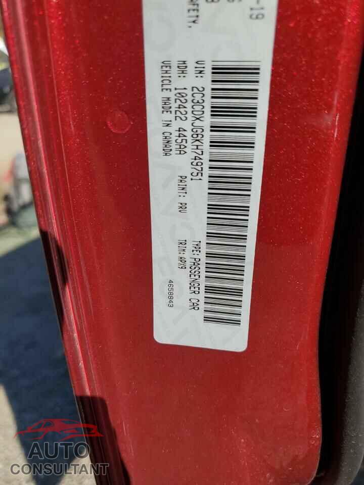 DODGE CHARGER 2019 - 2C3CDXJG6KH749751