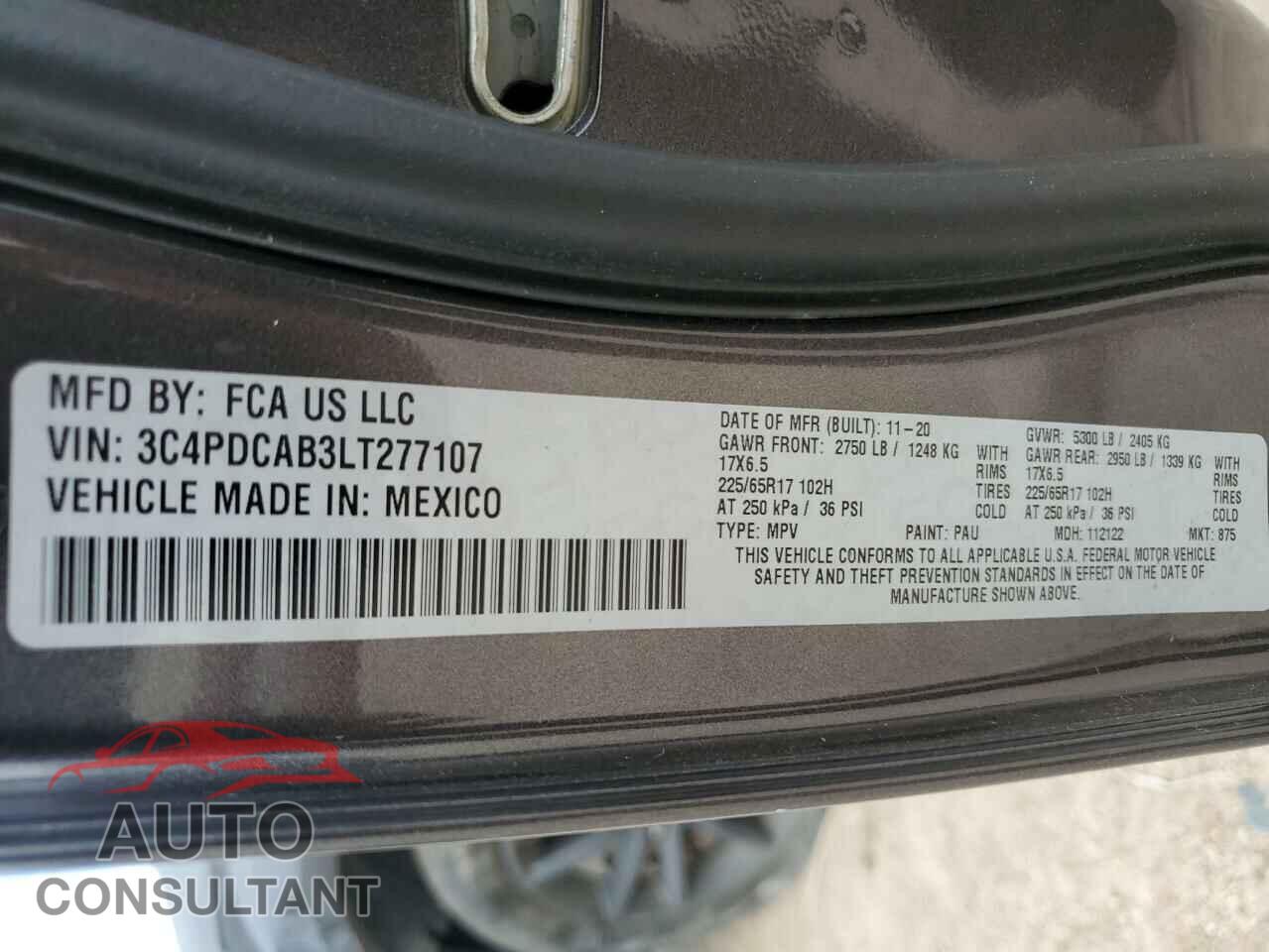 DODGE JOURNEY 2020 - 3C4PDCAB3LT277107