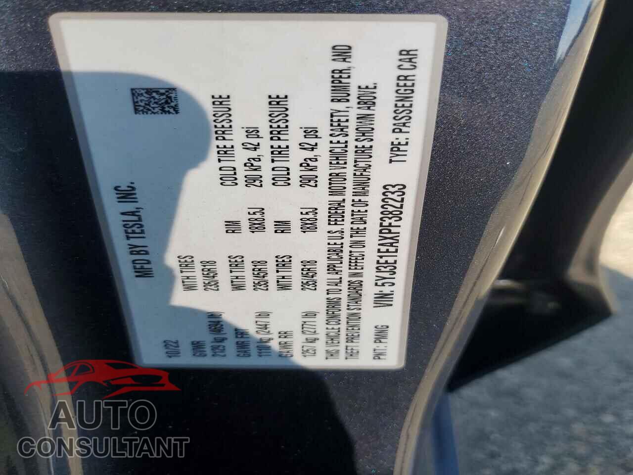 TESLA MODEL 3 2023 - 5YJ3E1EAXPF382233