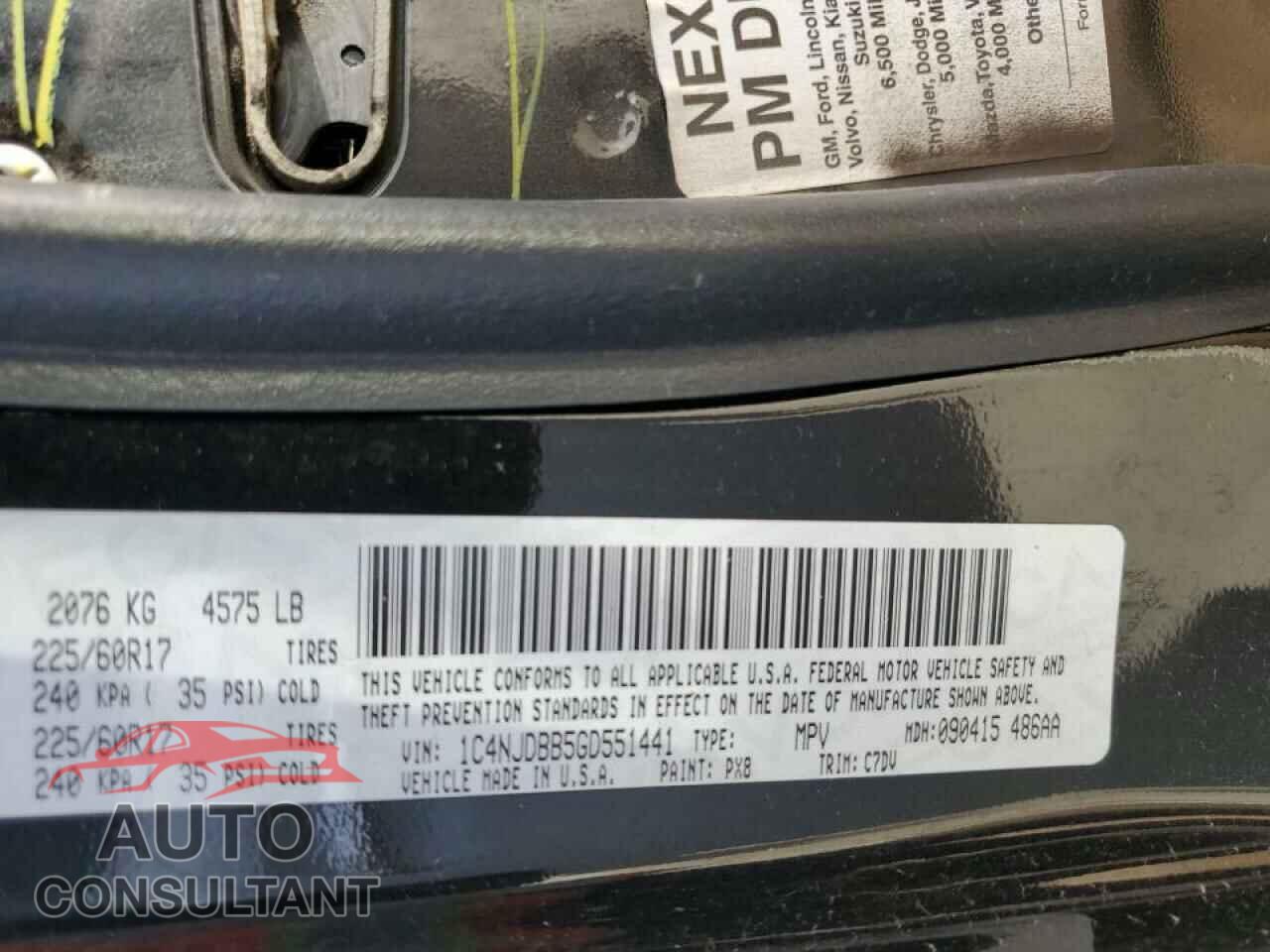 JEEP COMPASS 2016 - 1C4NJDBB5GD551441