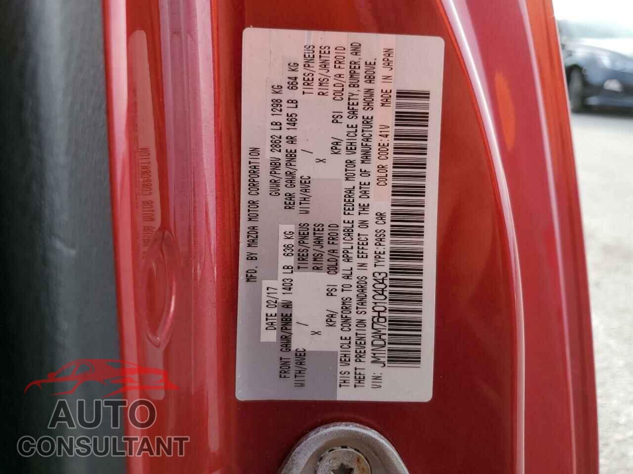 MAZDA MX5 2017 - JM1NDAM76H0104043