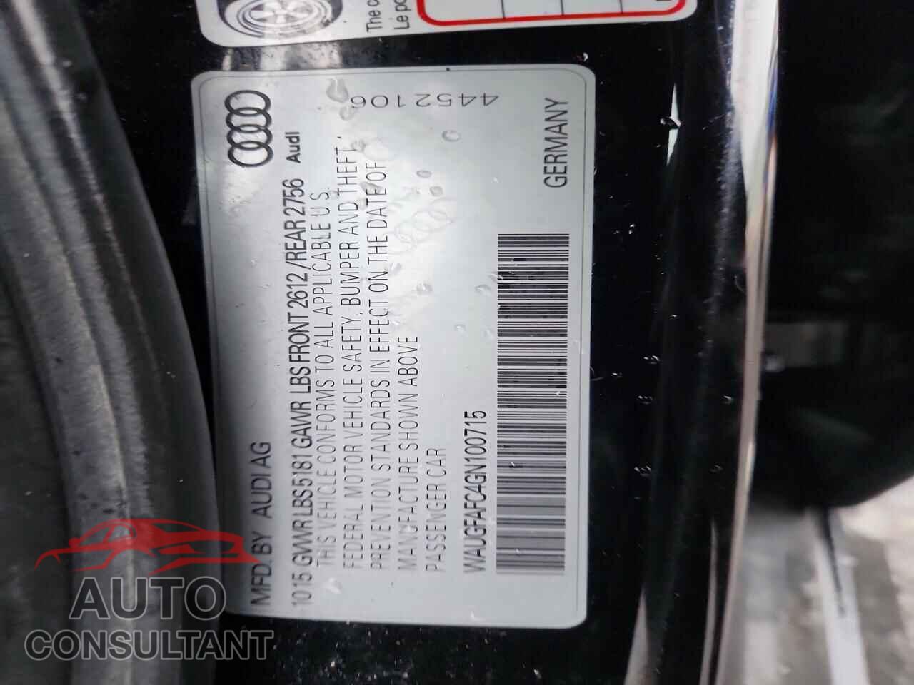 AUDI A6 2016 - WAUGFAFC4GN100715