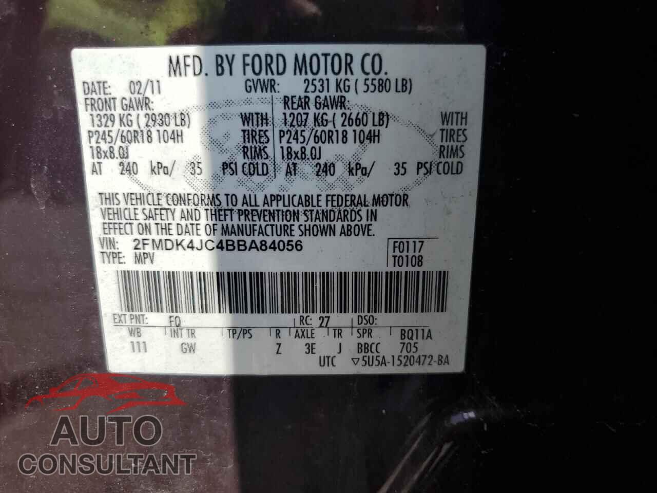 FORD EDGE 2011 - 2FMDK4JC4BBA84056