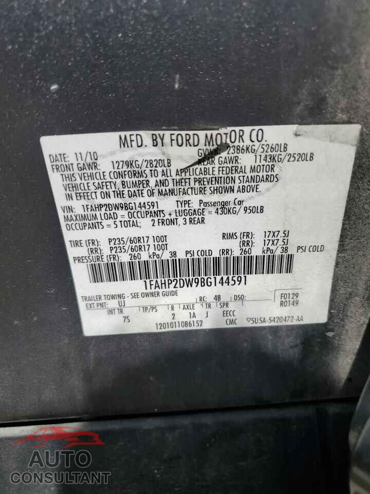 FORD TAURUS 2011 - 1FAHP2DW9BG144591