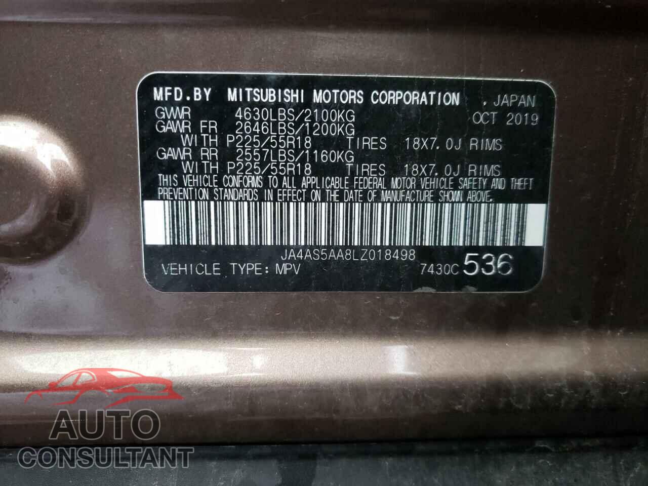 MITSUBISHI ECLIPSE 2020 - JA4AS5AA8LZ018498