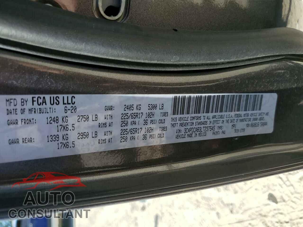 DODGE JOURNEY 2020 - 3C4PDCAB3LT237545