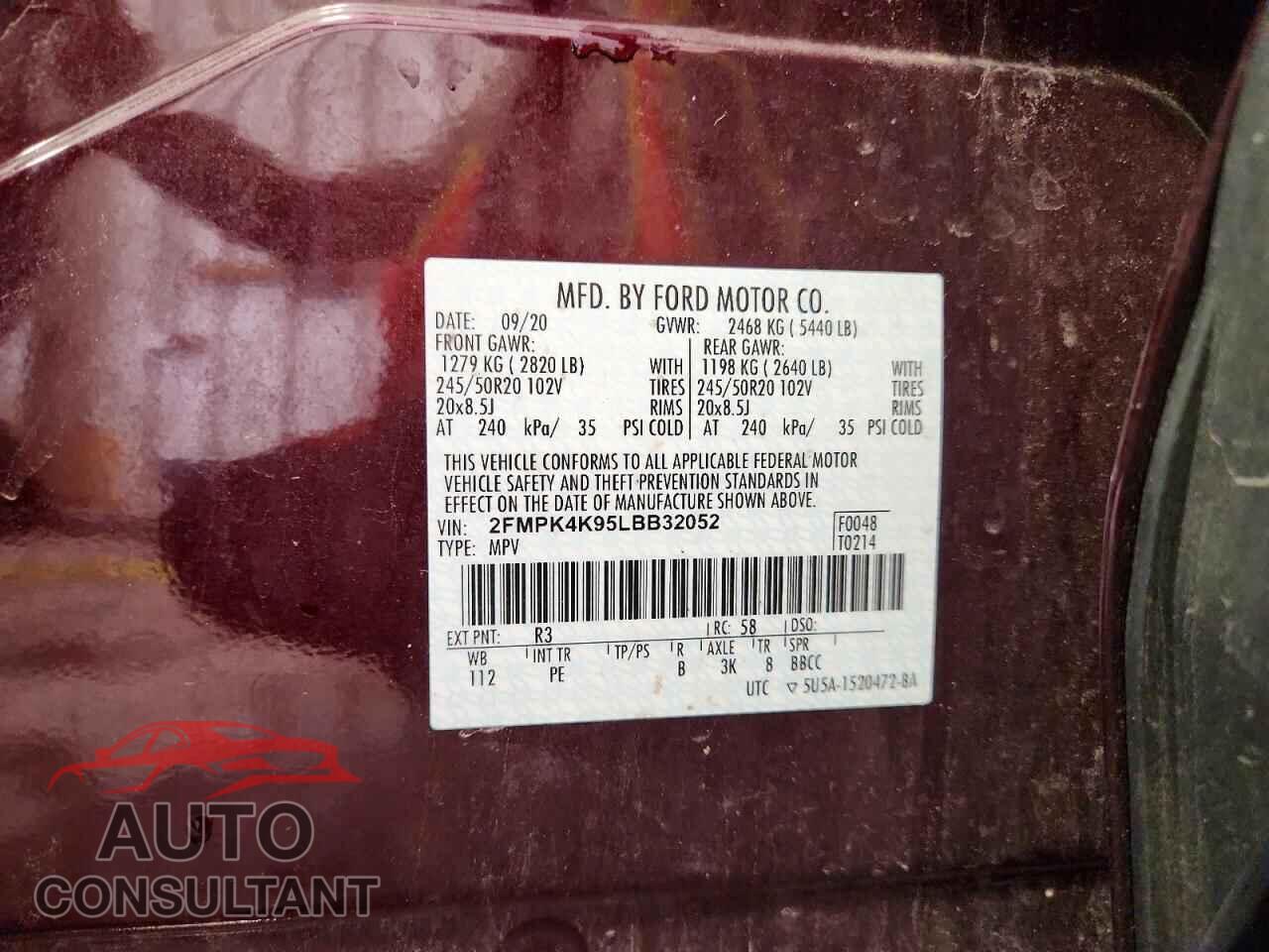 FORD EDGE 2020 - 2FMPK4K95LBB32052
