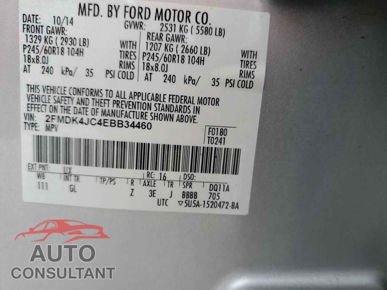 FORD EDGE 2014 - 2FMDK4JC4EBB34460