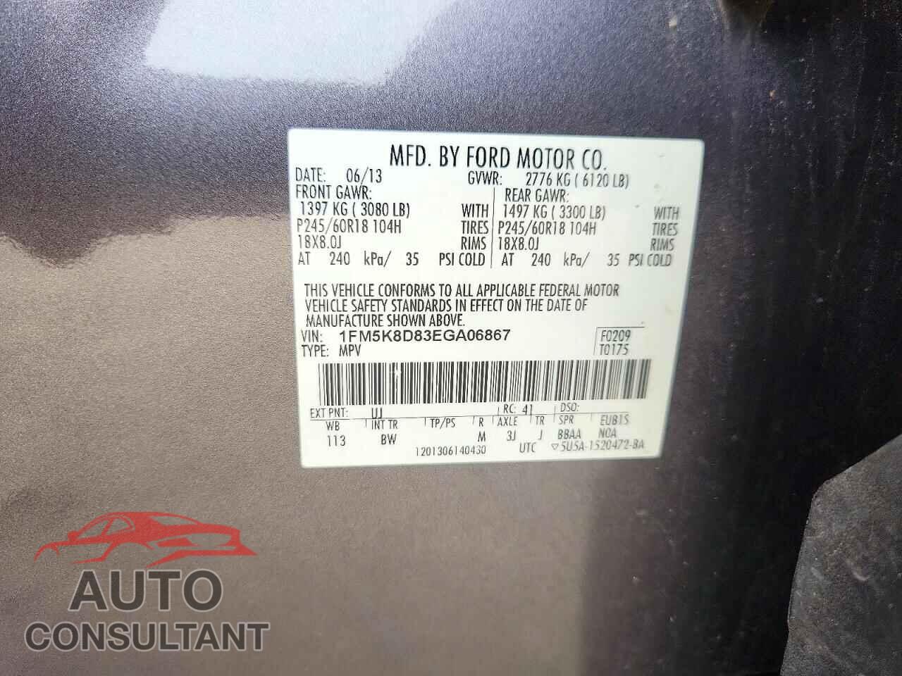 FORD EXPLORER 2014 - 1FM5K8D83EGA06867