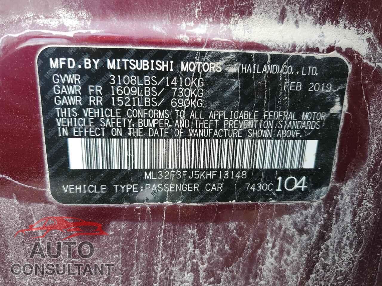 MITSUBISHI MIRAGE 2019 - ML32F3FJ5KHF13148