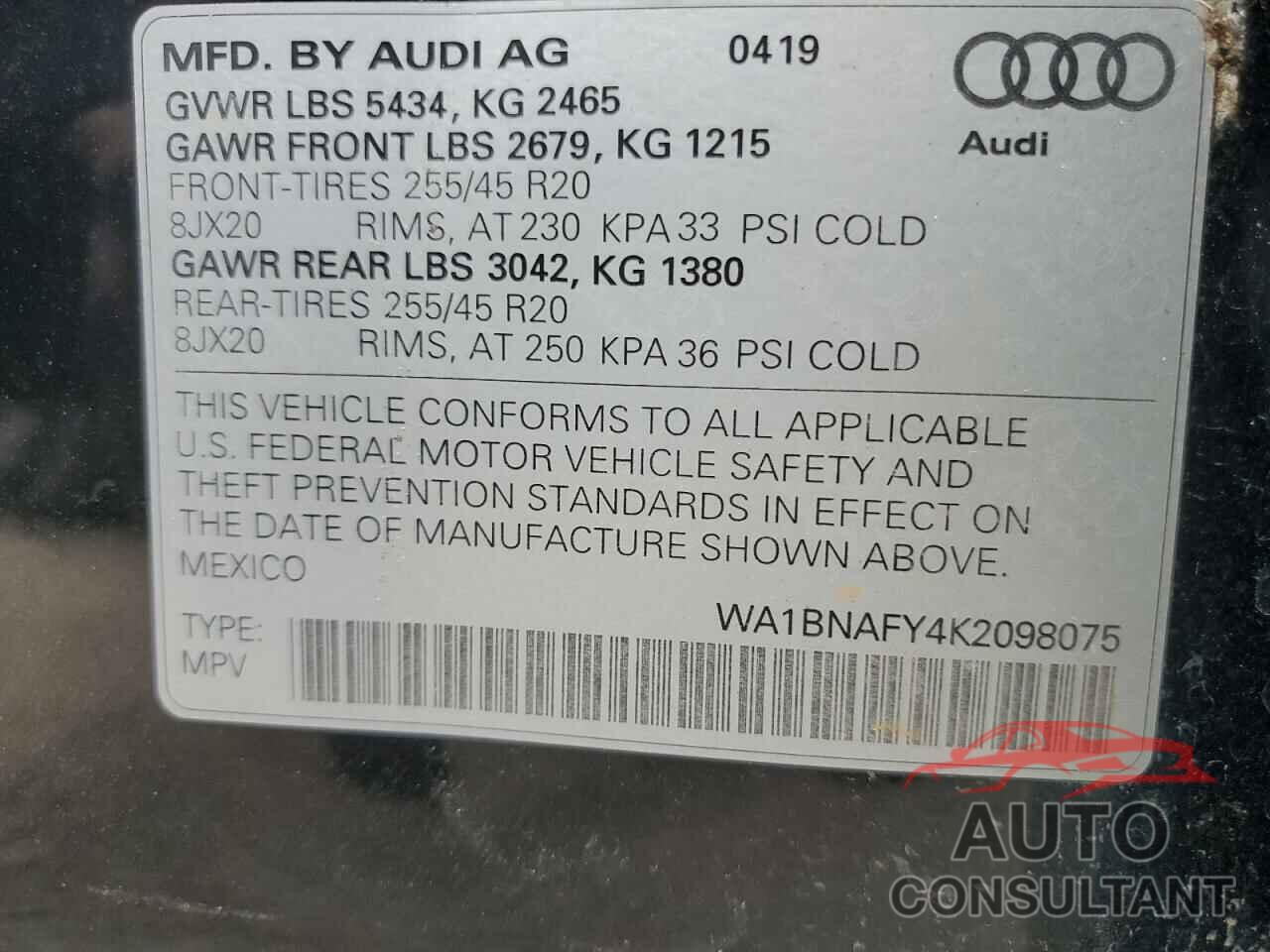 AUDI Q5 2019 - WA1BNAFY4K2098075