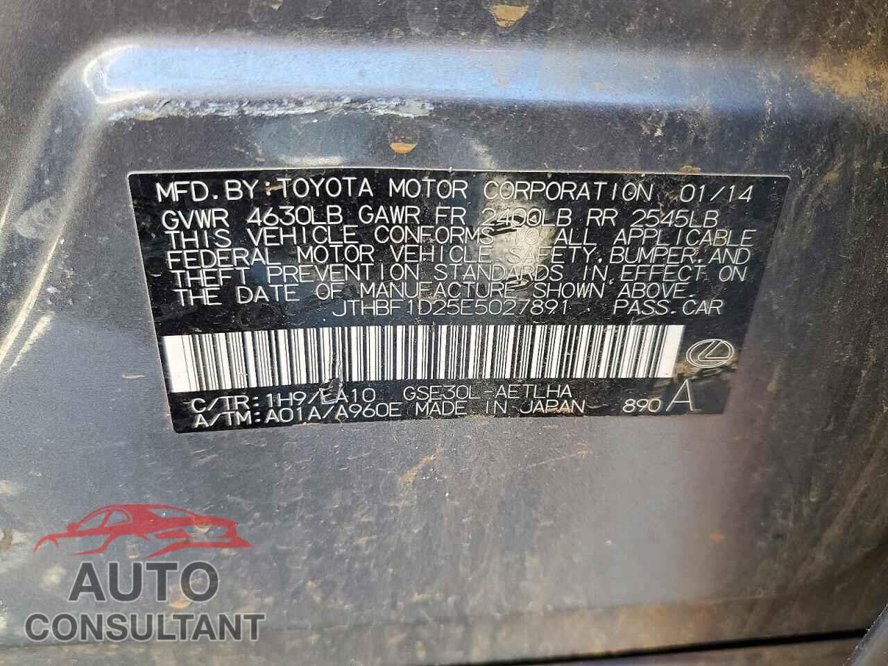 LEXUS IS 2014 - JTHBF1D25E5027891