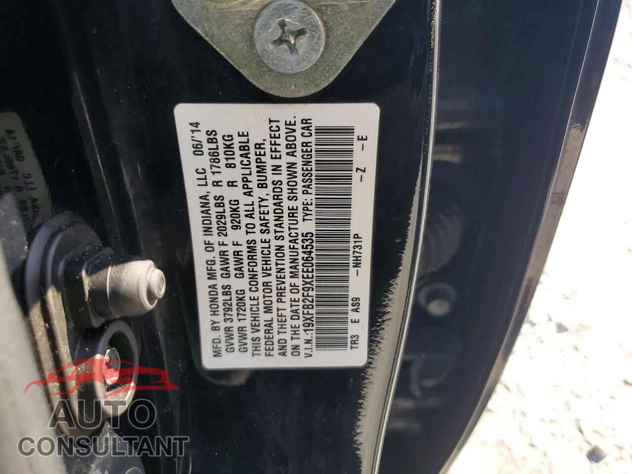 HONDA CIVIC 2014 - 19XFB2F9XEE064535