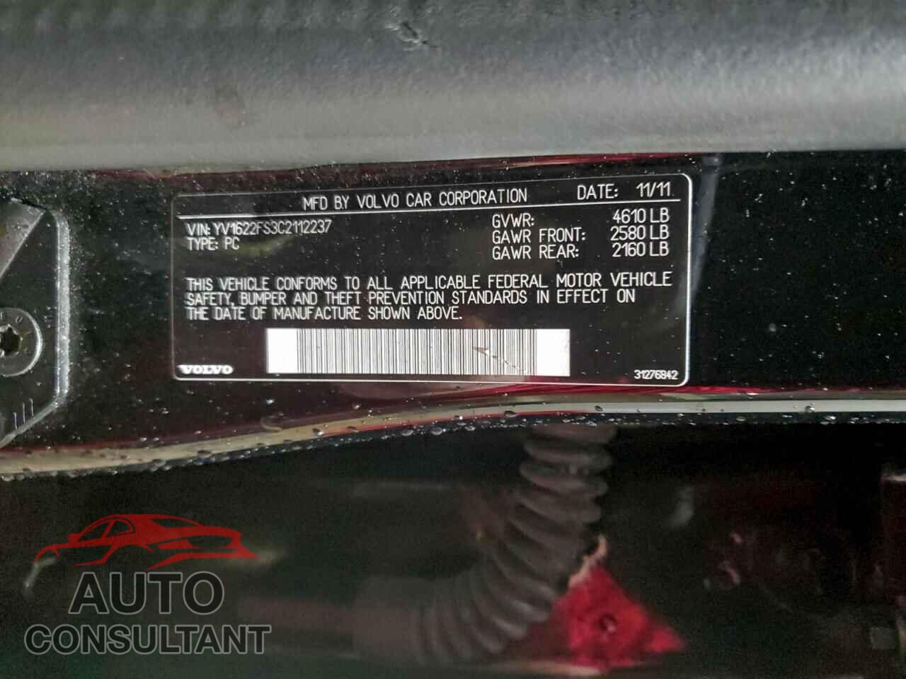 VOLVO S60 2012 - YV1622FS3C2112237
