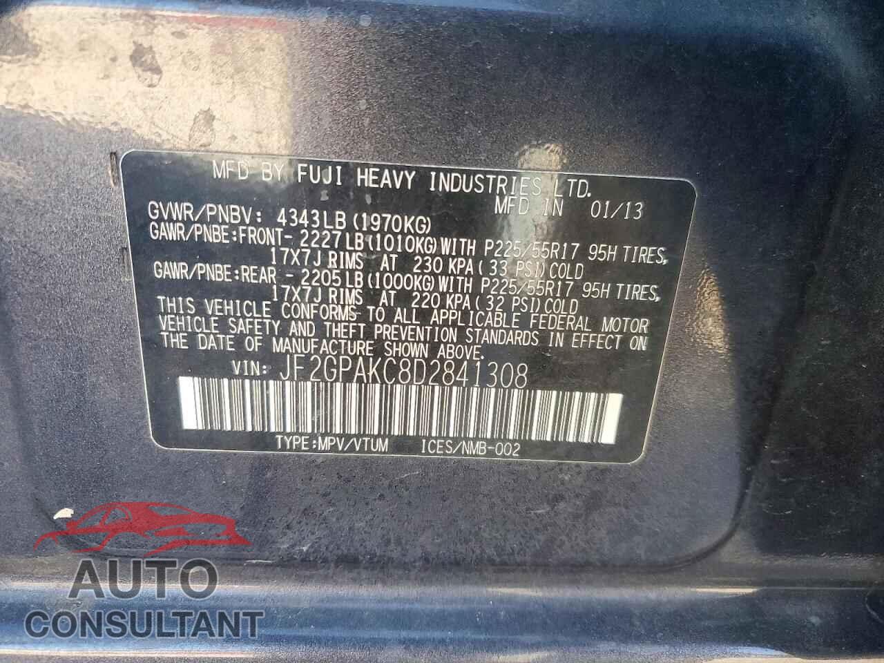 SUBARU XV 2013 - JF2GPAKC8D2841308