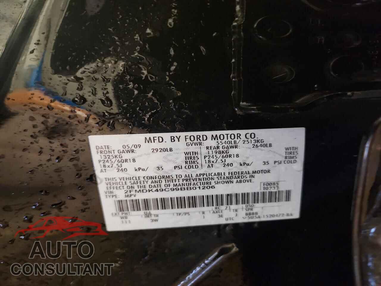 FORD EDGE 2009 - 2FMDK49C99BB01206