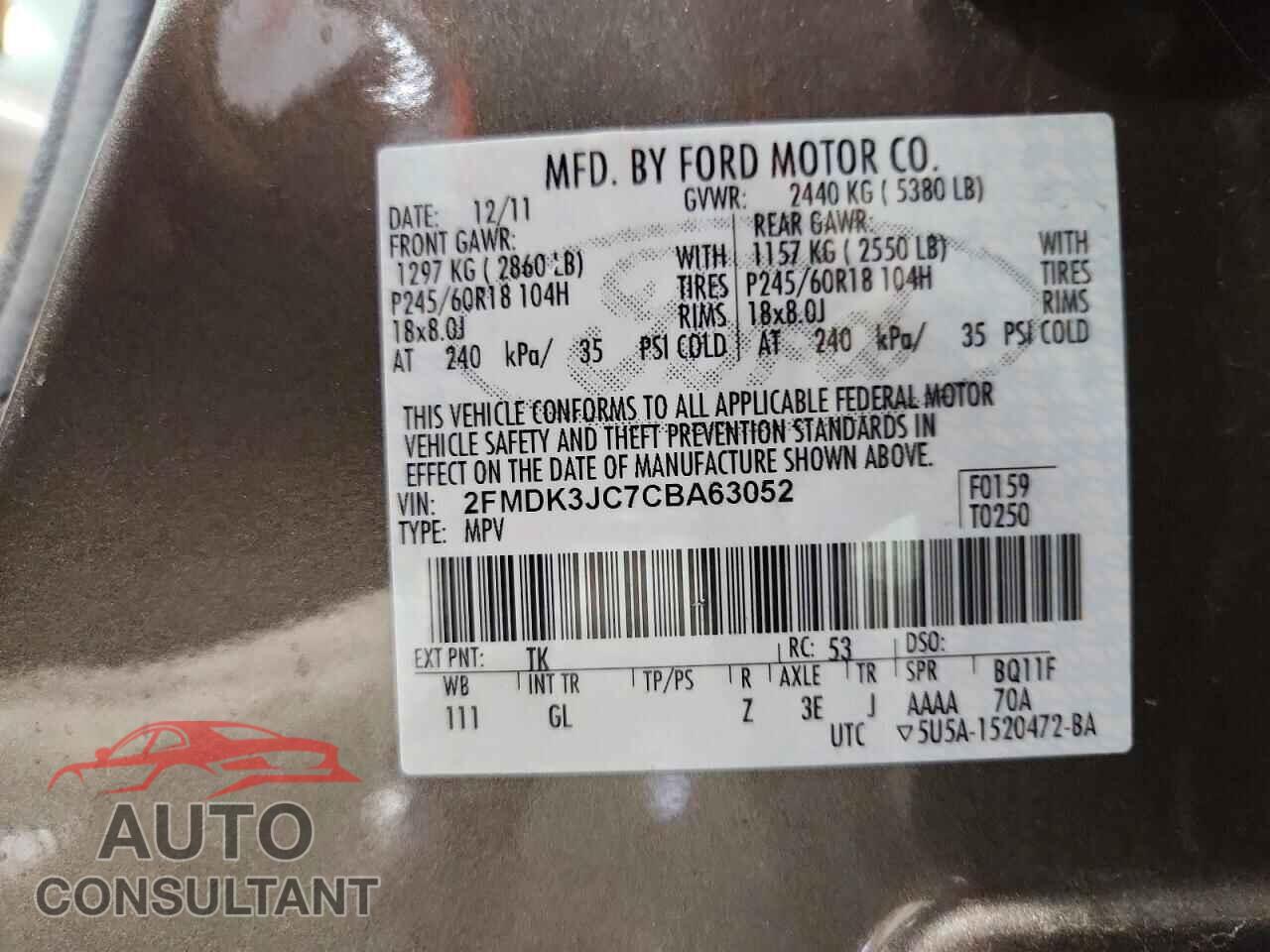 FORD EDGE 2012 - 2FMDK3JC7CBA63052