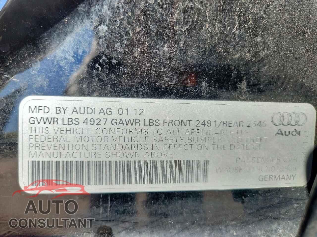 AUDI A4 2012 - WAUBFAFL9CN019908