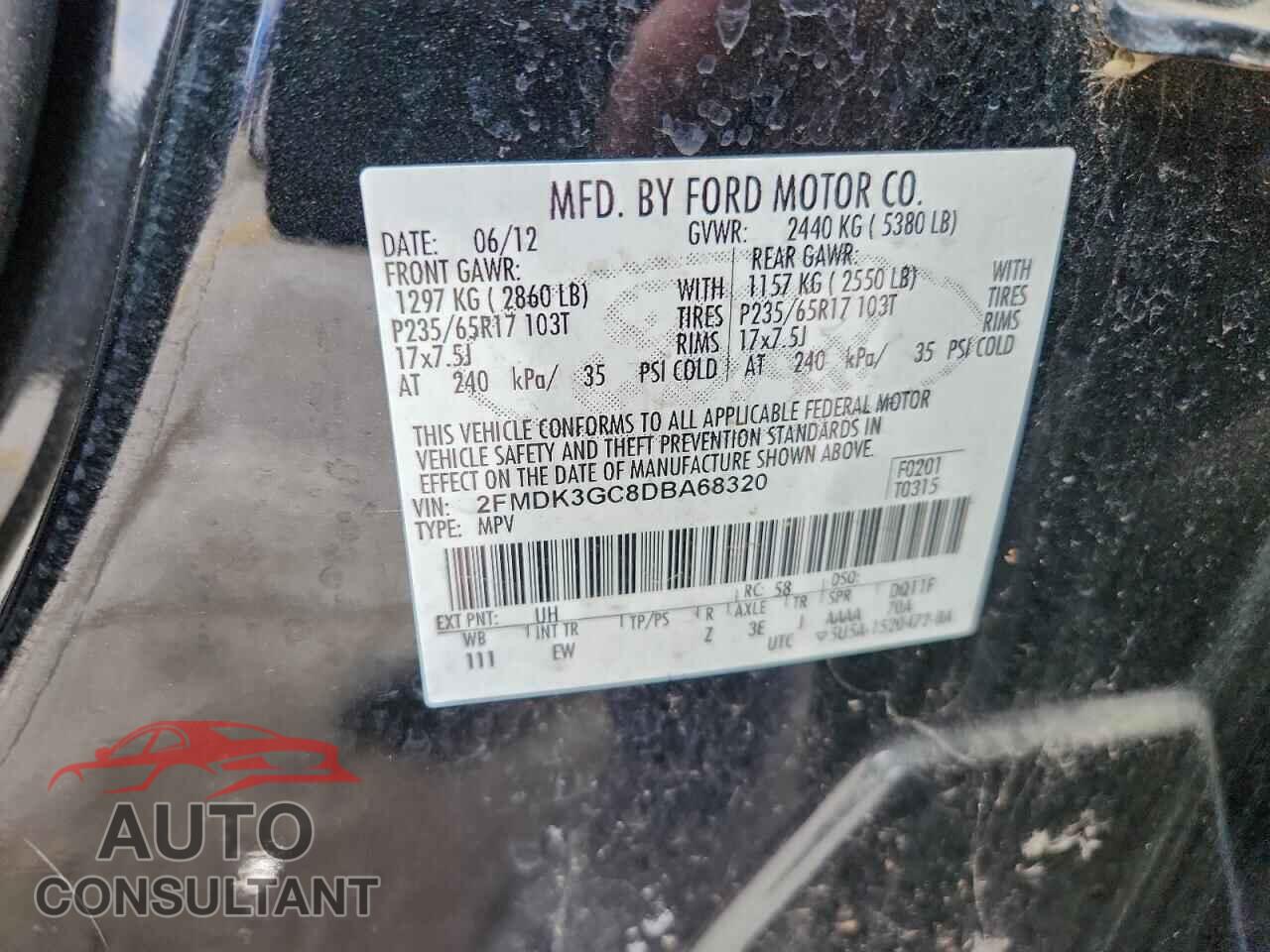 FORD EDGE 2013 - 2FMDK3GC8DBA68320