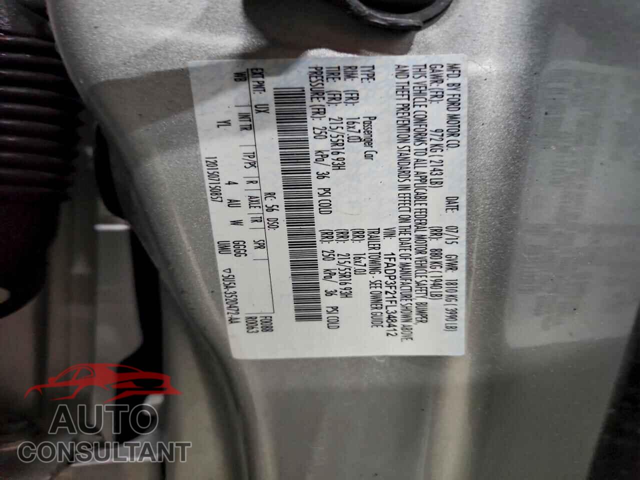 FORD FOCUS 2015 - 1FADP3F21FL348412