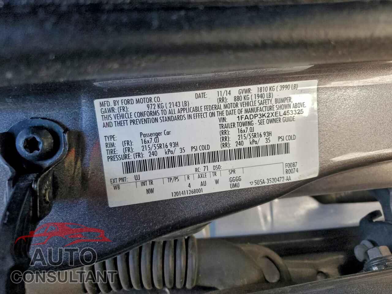 FORD FOCUS 2014 - 1FADP3K2XEL453325