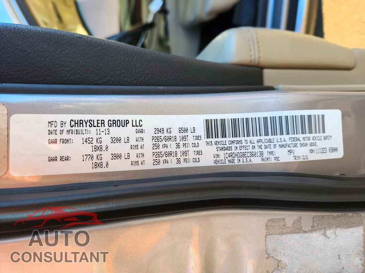DODGE DURANGO 2014 - 1C4RDHDG8EC360138