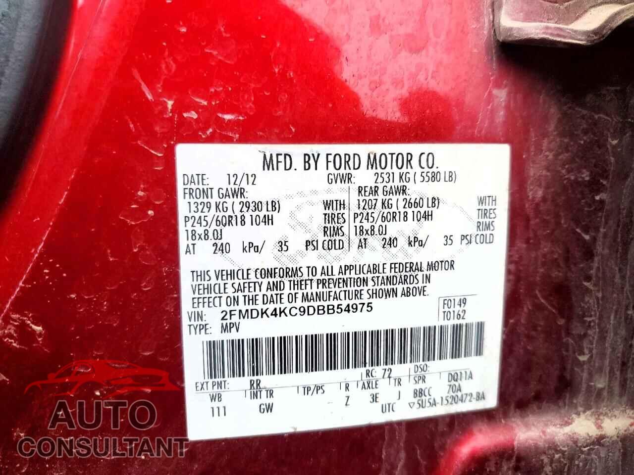 FORD EDGE 2013 - 2FMDK4KC9DBB54975