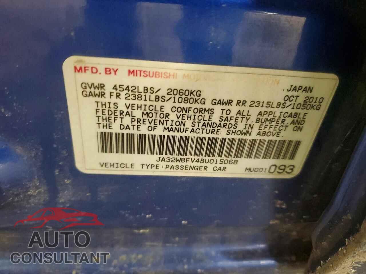 MITSUBISHI EVO 2011 - JA32W8FV4BU015068