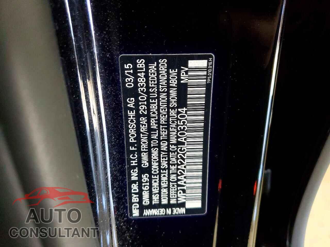 PORSCHE CAYENNE 2016 - WP1AA2A22GLA03504