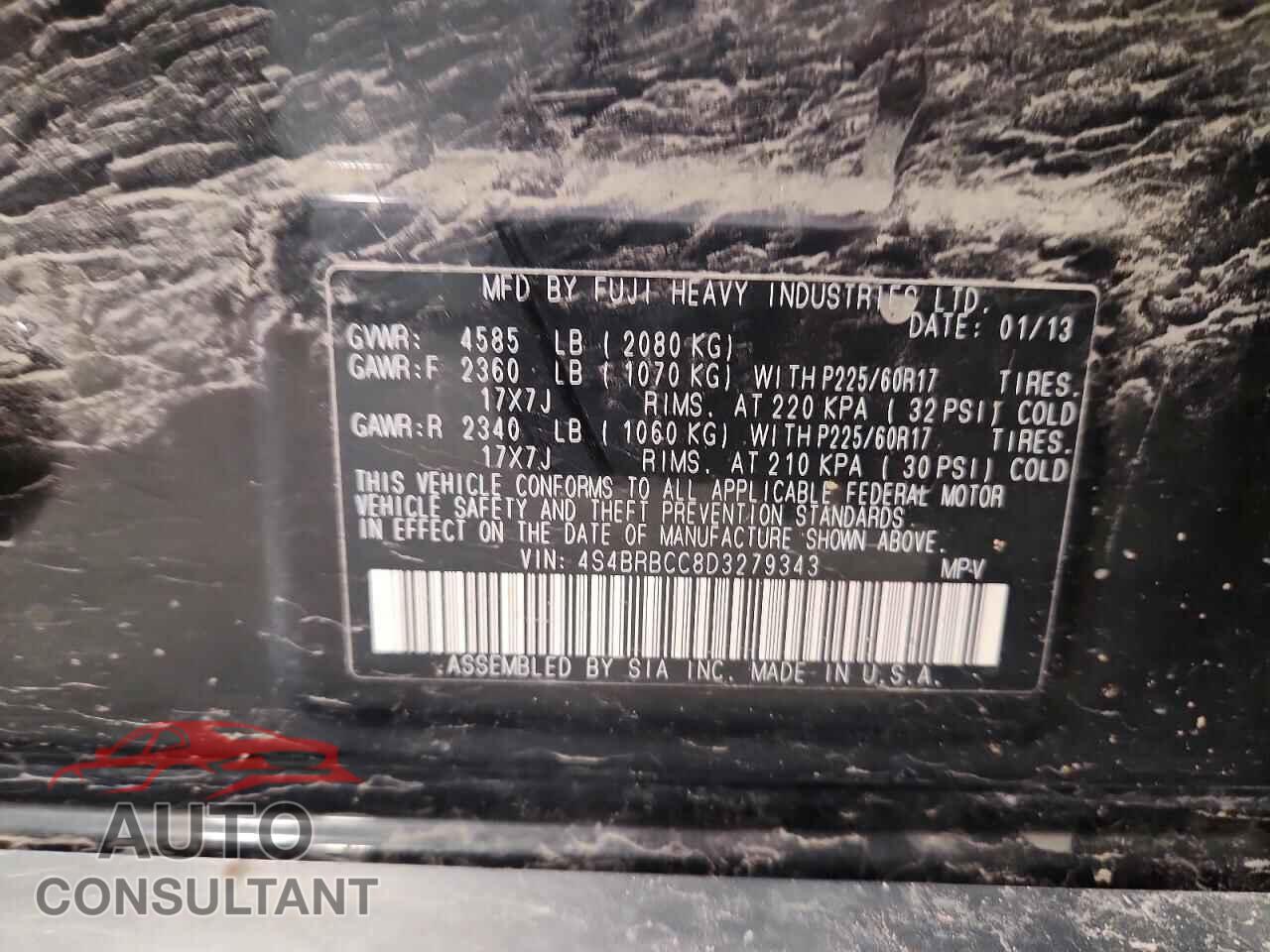 SUBARU OUTBACK 2013 - 4S4BRBCC8D3279343
