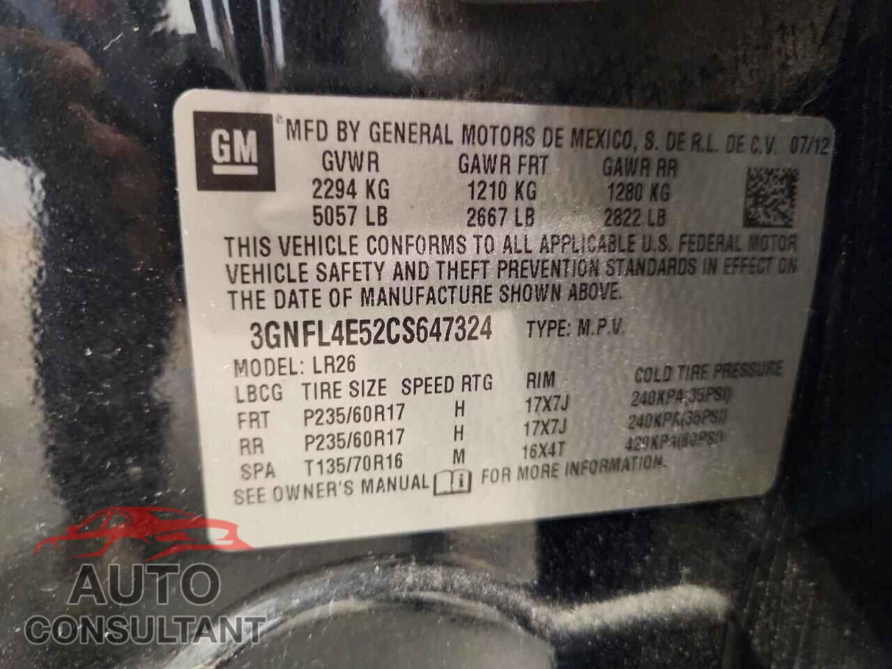 CHEVROLET CAPTIVA 2012 - 3GNFL4E52CS647324
