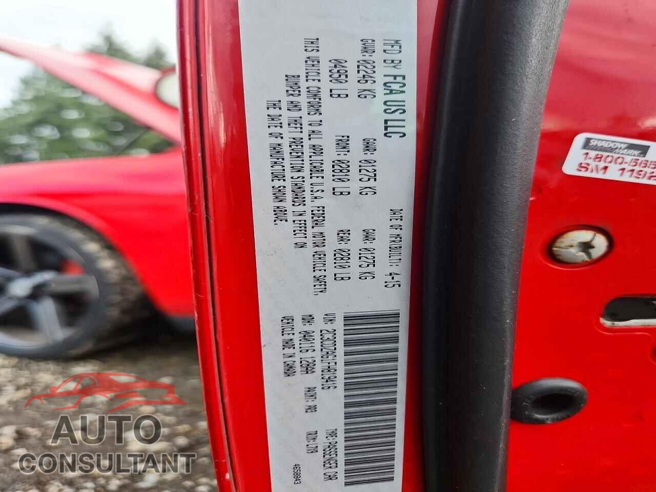 DODGE CHALLENGER 2015 - 2C3CDZAG1FH819416