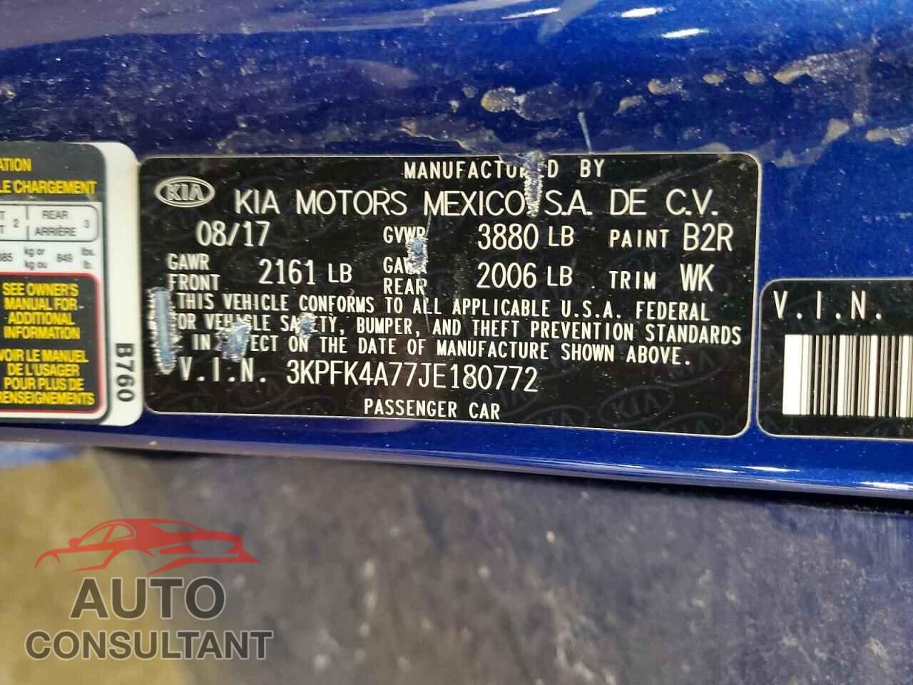 KIA FORTE 2018 - 3KPFK4A77JE180772