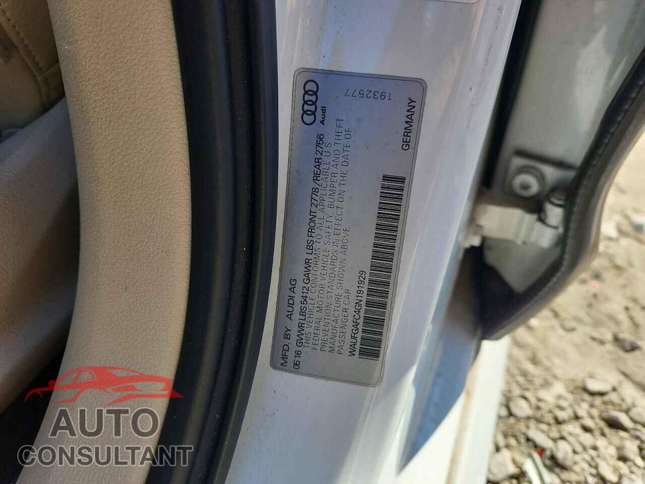 AUDI A6 2016 - WAUFGAFC4GN191929