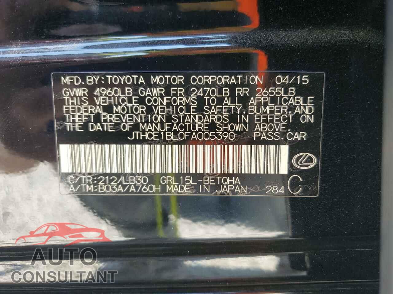 LEXUS GS350 2015 - JTHCE1BL0FA005390
