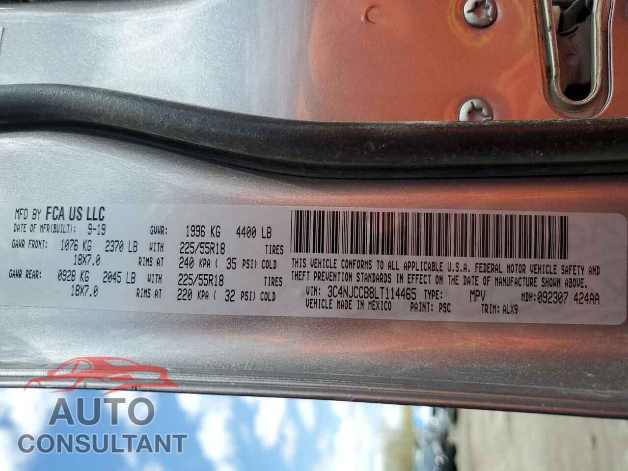 JEEP COMPASS 2020 - 3C4NJCC88LT114465