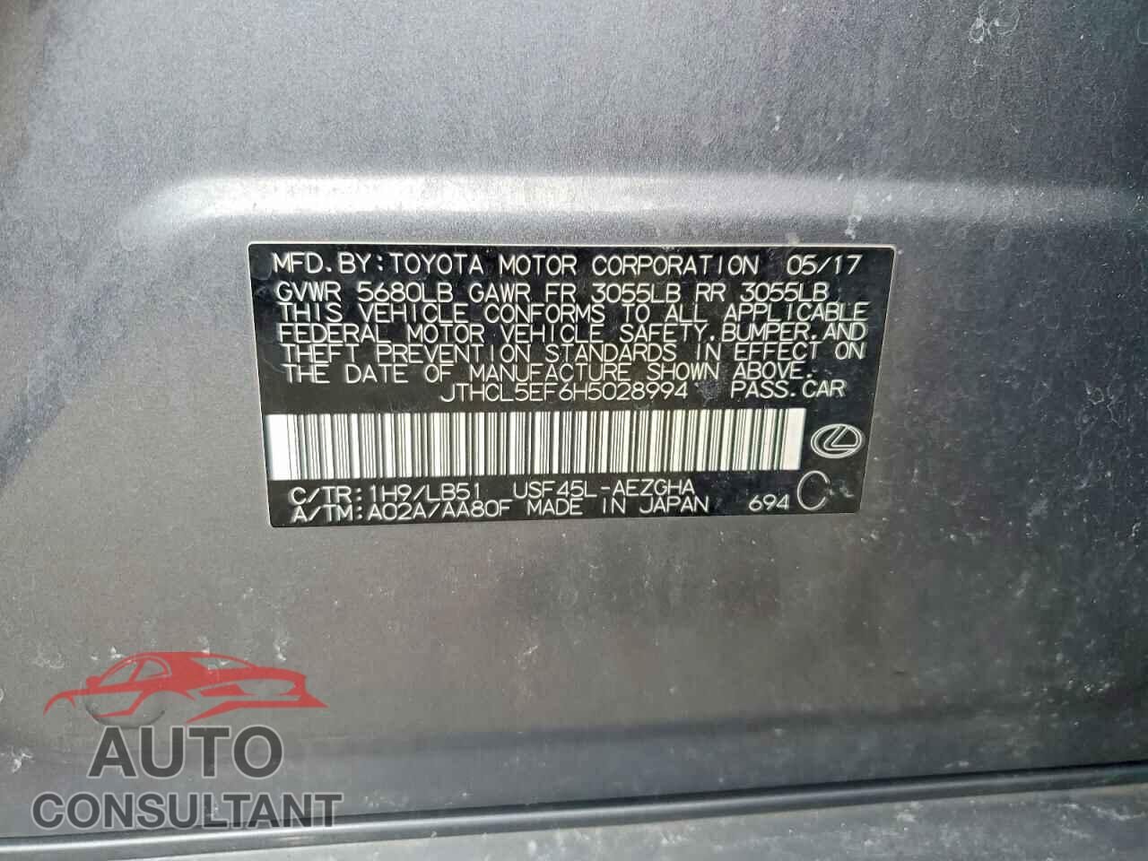 LEXUS LS460 2017 - JTHCL5EF6H5028994