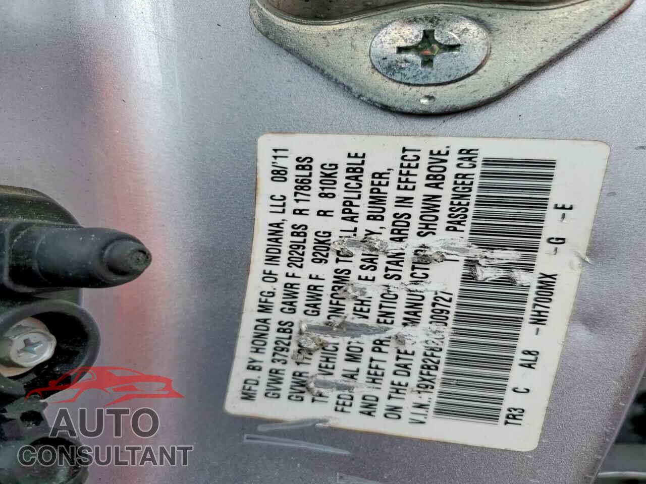 HONDA CIVIC 2012 - 19XFB2F82CE009727